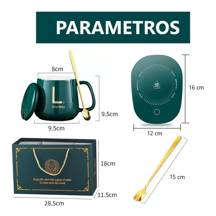☕ SET PREMIUM: TAZA DE CERÁMICA CON CALENTADOR INTELIGENTE "LUCKY EDITION"
