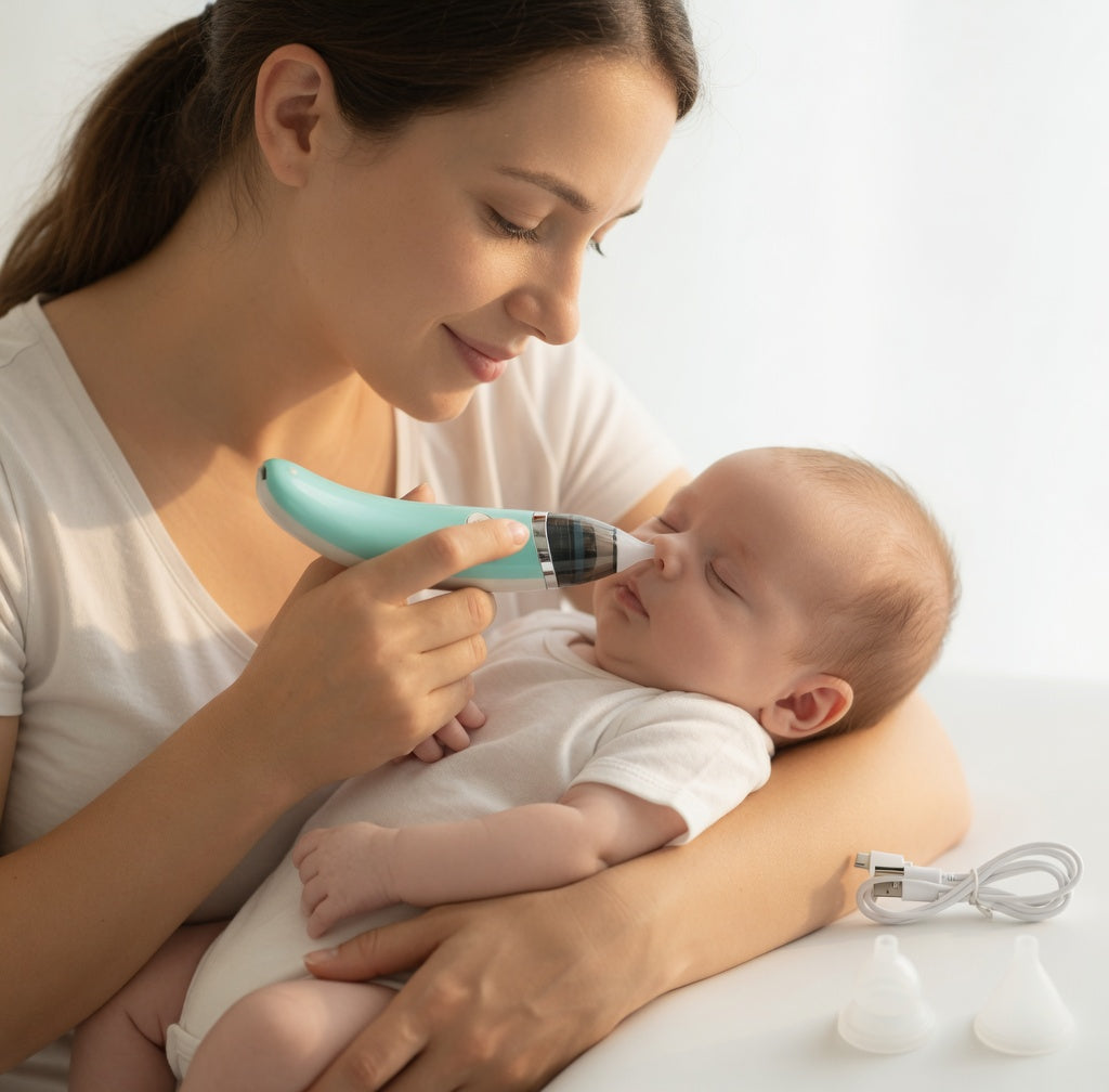 👶 Aspirador Nasal Eléctrico Recargable – ¡Respira Tranquilo, Bebé! ☁️